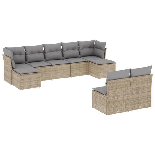Sofasæt til haven 9 dele med hynder polyrattan beige