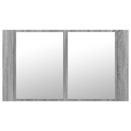 Skab med spejl og LED-lys 80x12x45 cm akryl grå sonoma-eg