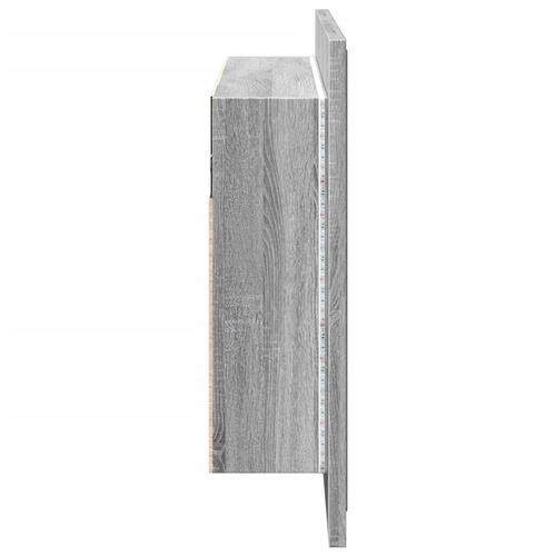 Skab med spejl og LED-lys 80x12x45 cm akryl grå sonoma-eg