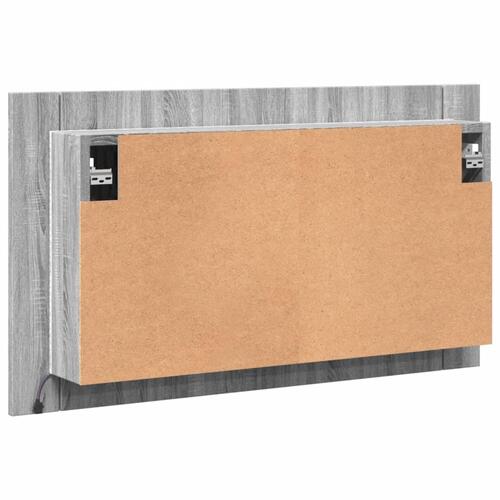 Skab med spejl og LED-lys 80x12x45 cm akryl grå sonoma-eg