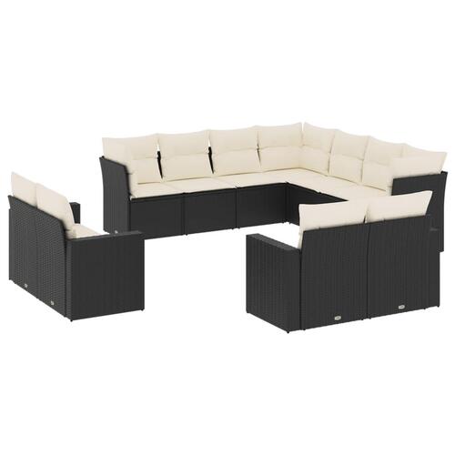 Sofasæt til haven 11 dele med hynder polyrattan sort