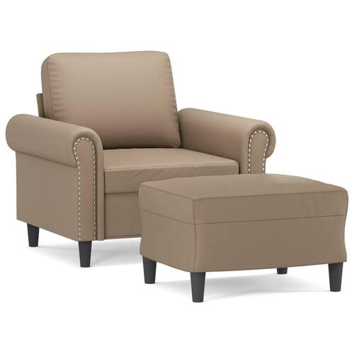 Sofastol med fodskammel 60 cm kunstlæder Cappuccino