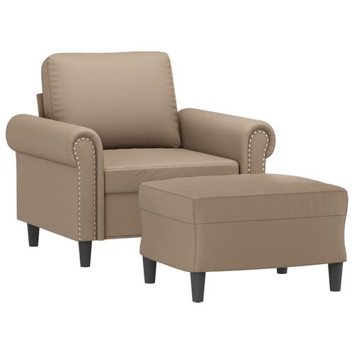 Sofastol med fodskammel 60 cm kunstlæder Cappuccino