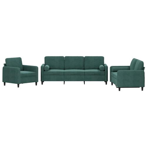 3 personers sofa med puder velour mørkegrøn