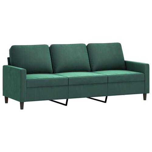 3 personers sofa med puder velour mørkegrøn