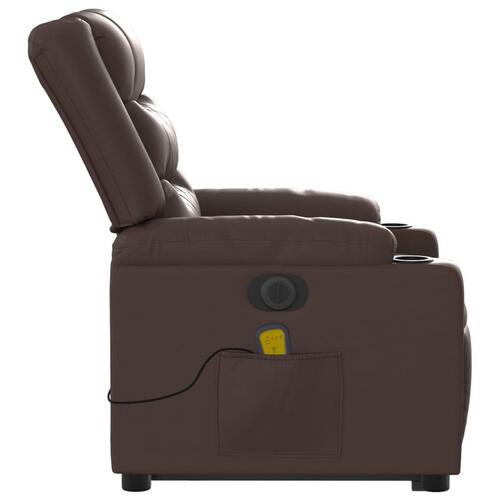 Massagestol med løftefunktion kunstlæder brun