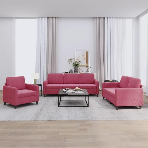 3 personers sofa velour vinrød