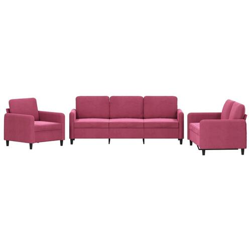 3 personers sofa velour vinrød