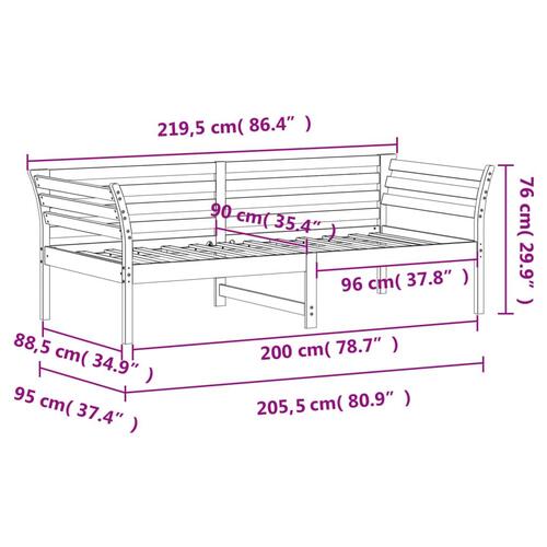 Daybed 90x200 cm massivt fyrretræ gyldenbrun