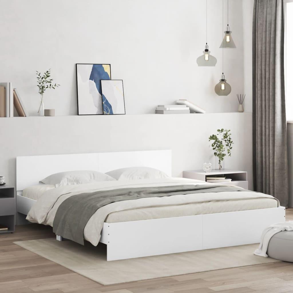 Sengeramme med sengegavl 180x200 cm hvid billede