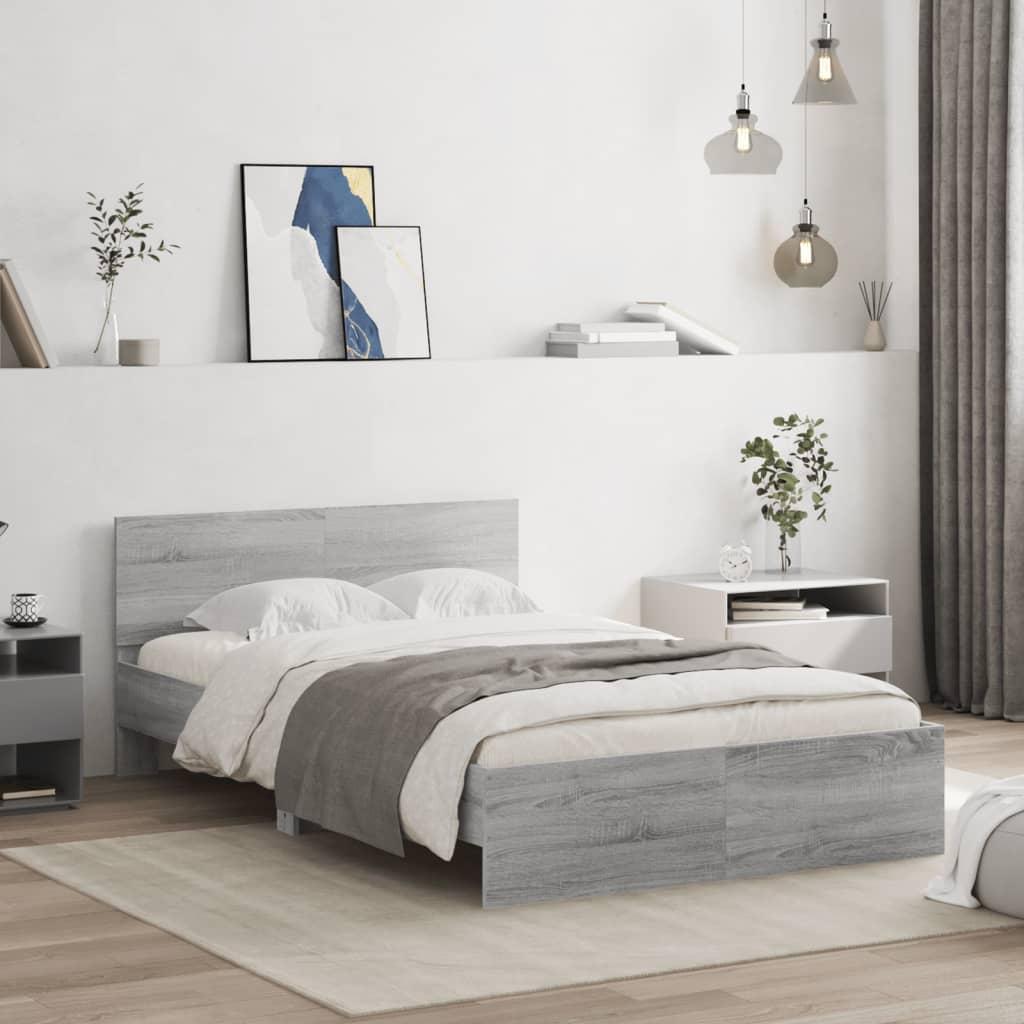 Sengeramme med sengegavl 120x200 cm grå sonoma-eg billede