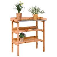Plantebord med hylder 78x38x82,5 cm massivt grantræ brun