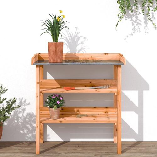 Plantebord med hylder 78x38x82,5 cm massivt grantræ brun