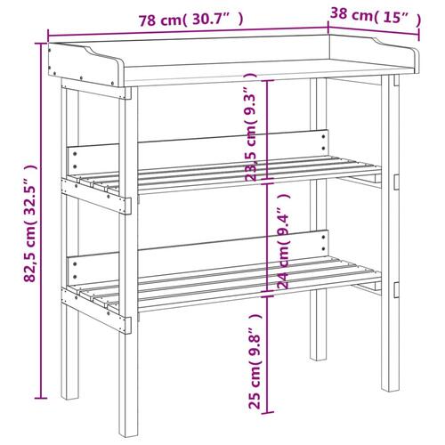Plantebord med hylder 78x38x82,5 cm massivt grantræ brun