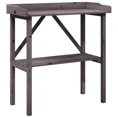 Plantebord med hylde 78x38x82,5 cm massivt grantræ grå