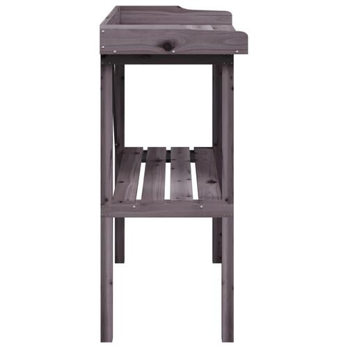 Plantebord med hylde 78x38x82,5 cm massivt grantræ grå
