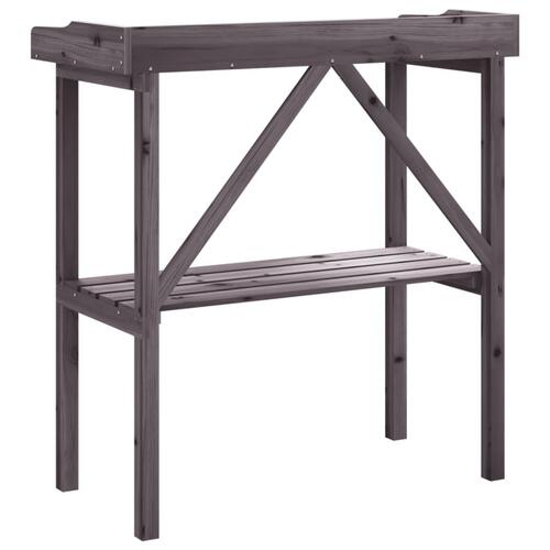 Plantebord med hylde 78x38x82,5 cm massivt grantræ grå