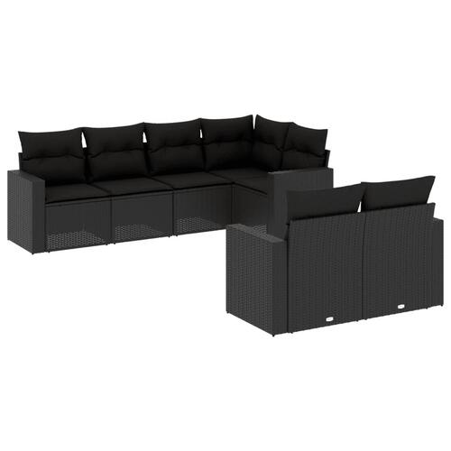 Sofasæt til haven 7 dele med hynder polyrattan sort