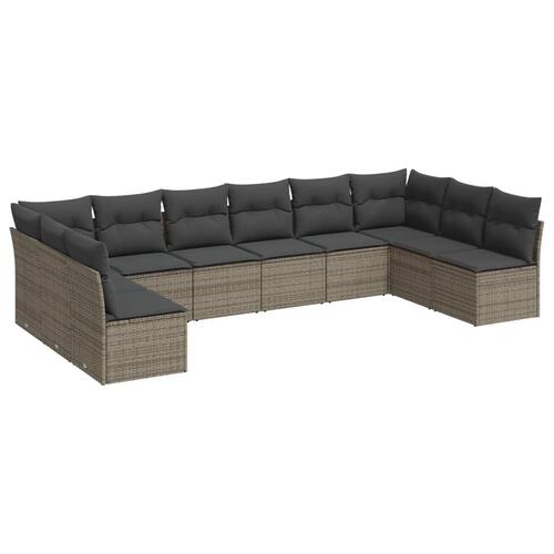 Sofasæt til haven 10 dele med hynder polyrattan grå