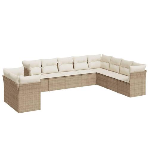 Sofasæt til haven 10 dele med hynder polyrattan beige