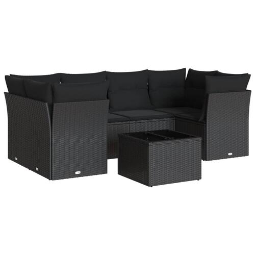 Sofasæt til haven 7 dele med hynder polyrattan sort