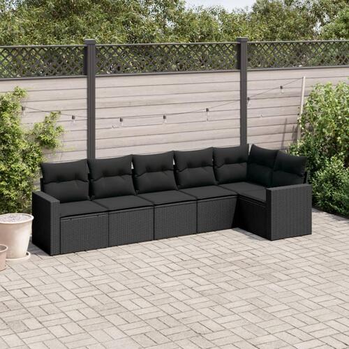 Sofasæt til haven 6 dele med hynder polyrattan sort