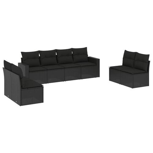 Sofasæt til haven 8 dele med hynder polyrattan sort