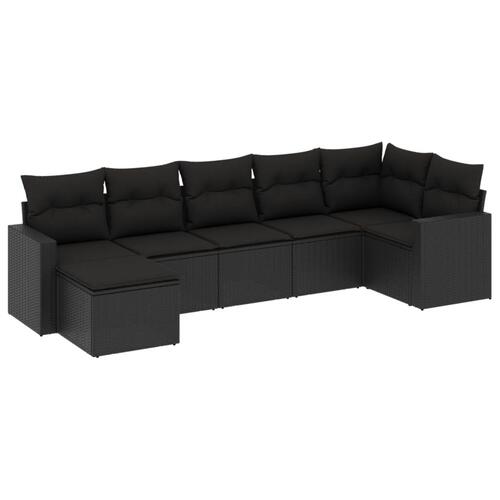 Sofasæt til haven 7 dele med hynder polyrattan sort