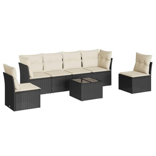 Sofasæt til haven 7 dele med hynder polyrattan sort