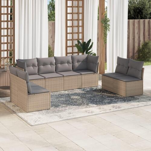 Sofasæt til haven 8 dele med hynder polyrattan beige