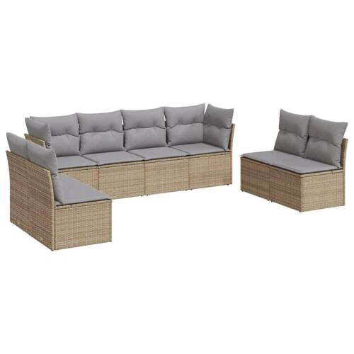 Sofasæt til haven 8 dele med hynder polyrattan beige