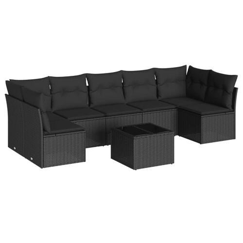 Sofasæt til haven 8 dele med hynder polyrattan sort