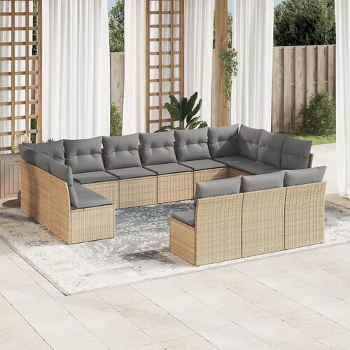 Sofasæt til haven 13 dele med hynder polyrattan beige