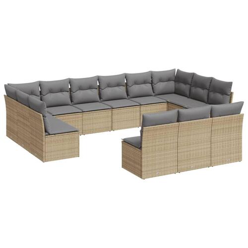 Sofasæt til haven 13 dele med hynder polyrattan beige