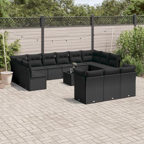 Sofasæt til haven 14 dele med hynder polyrattan sort