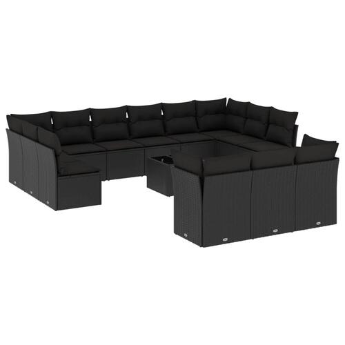 Sofasæt til haven 14 dele med hynder polyrattan sort