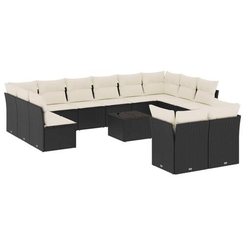 Sofasæt til haven 13 dele med hynder polyrattan sort