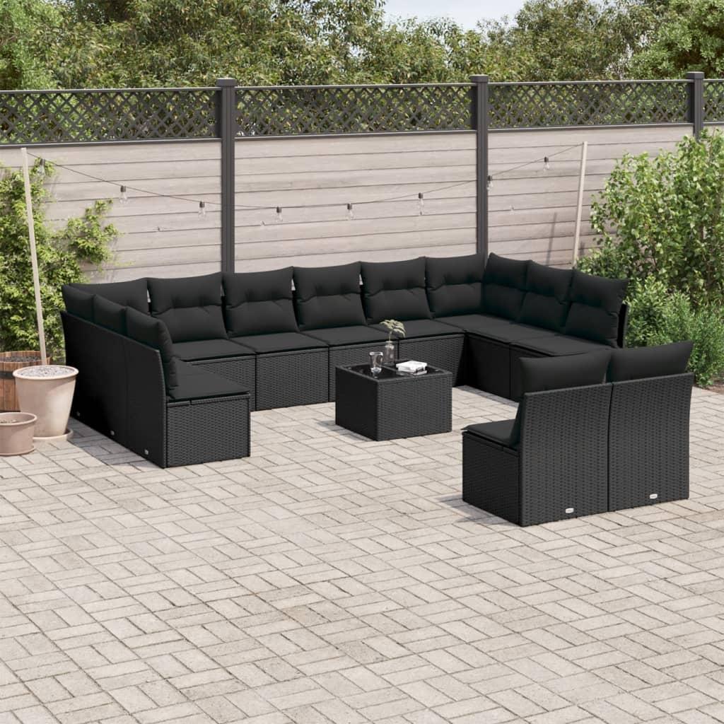 Sofasæt til haven 13 dele med hynder polyrattan sort