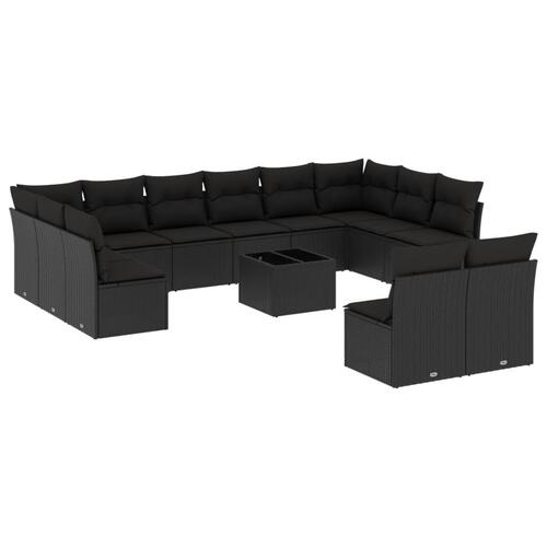 Sofasæt til haven 13 dele med hynder polyrattan sort