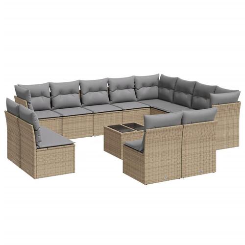 Sofasæt til haven 13 dele med hynder polyrattan beige