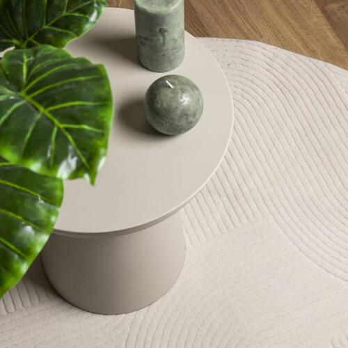 Gulvtæppe IZA Ø 80 cm kort luv skandinavisk look cremefarvet