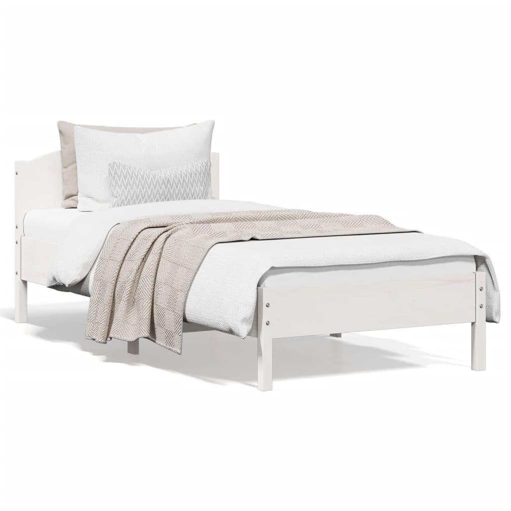Sengeramme uden madras 100x200 cm massivt fyrretræ hvid