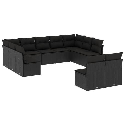 Sofasæt til haven 11 dele med hynder polyrattan sort