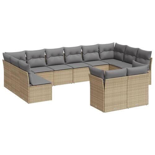 Sofasæt til haven 12 dele med hynder polyrattan beige