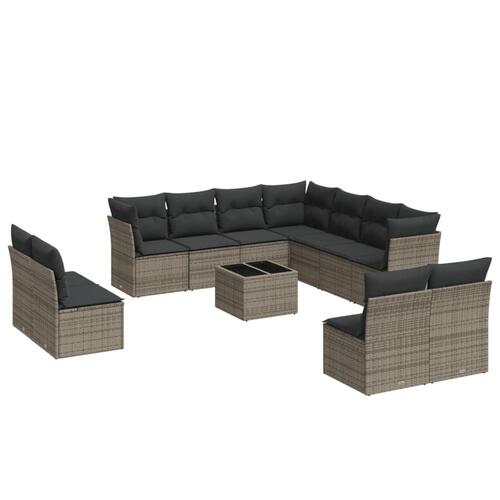 Sofasæt til haven 12 dele med hynder polyrattan grå