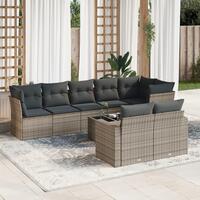 Sofasæt til haven 9 dele med hynder polyrattan grå