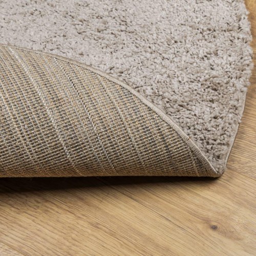 Shaggy gulvtæppe PAMPLONA Ø 80 cm høj luv beige