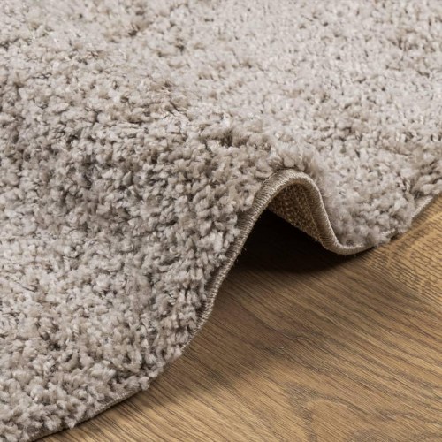 Shaggy gulvtæppe PAMPLONA Ø 80 cm høj luv beige