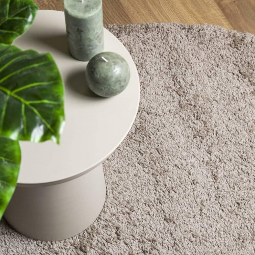 Shaggy gulvtæppe PAMPLONA Ø 80 cm høj luv beige