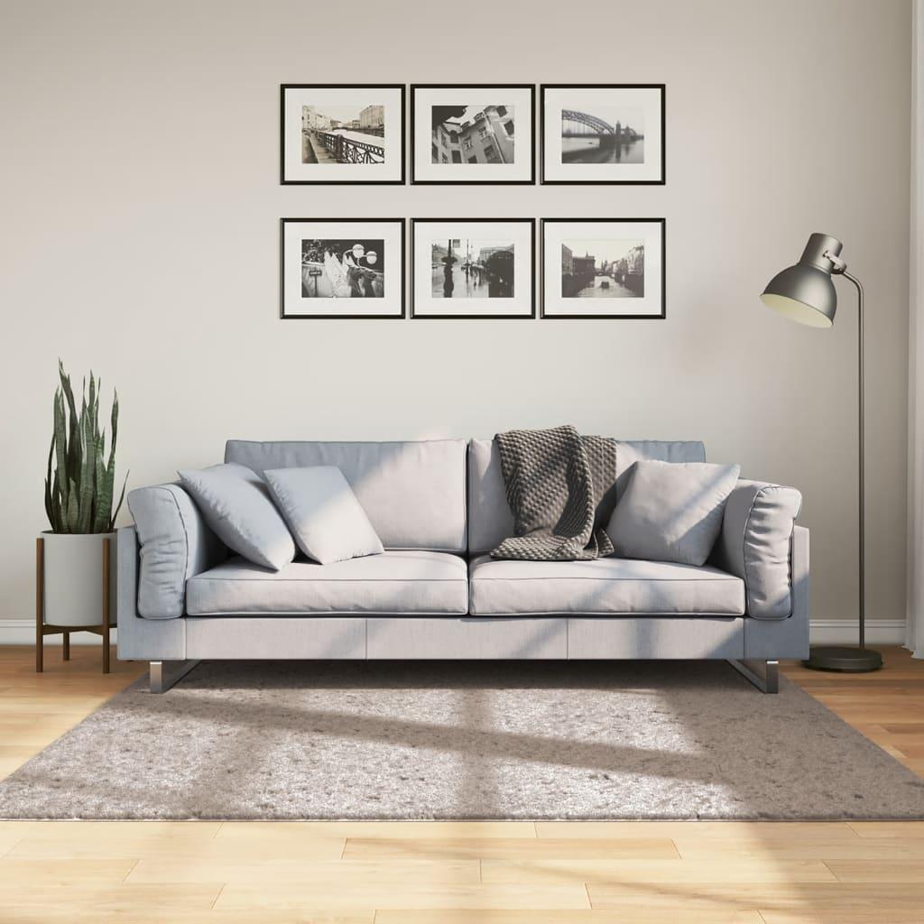 Shaggy gulvtæppe PAMPLONA 160x160 cm høj luv beige